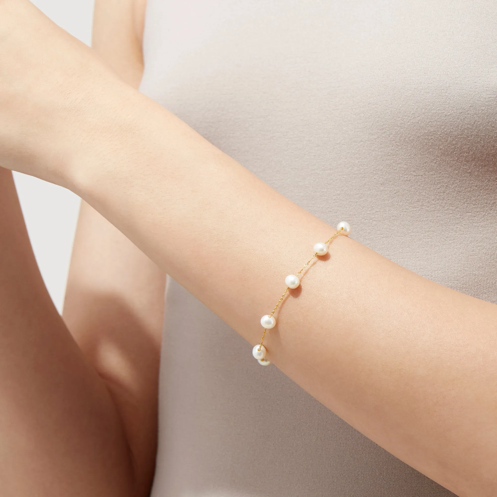 14K Yellow Gold Cultured Fresh Water Pearl Station Bracelet sold by Effy product image thumbnail 2