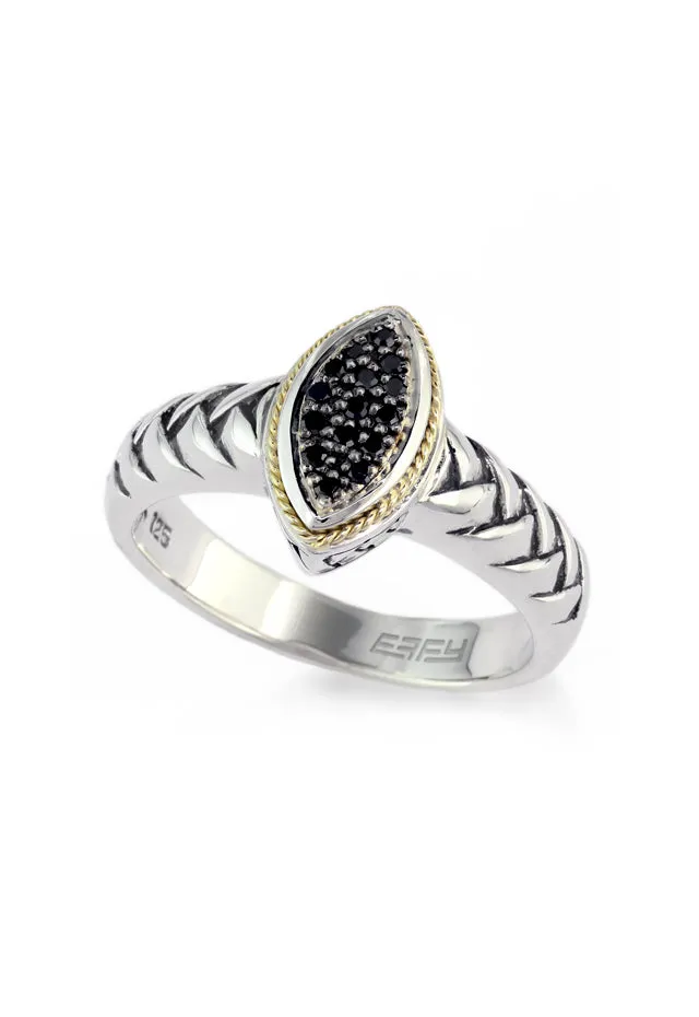 925 Sterling Silver & 18K Gold Black Diamond Ring sold by Effy