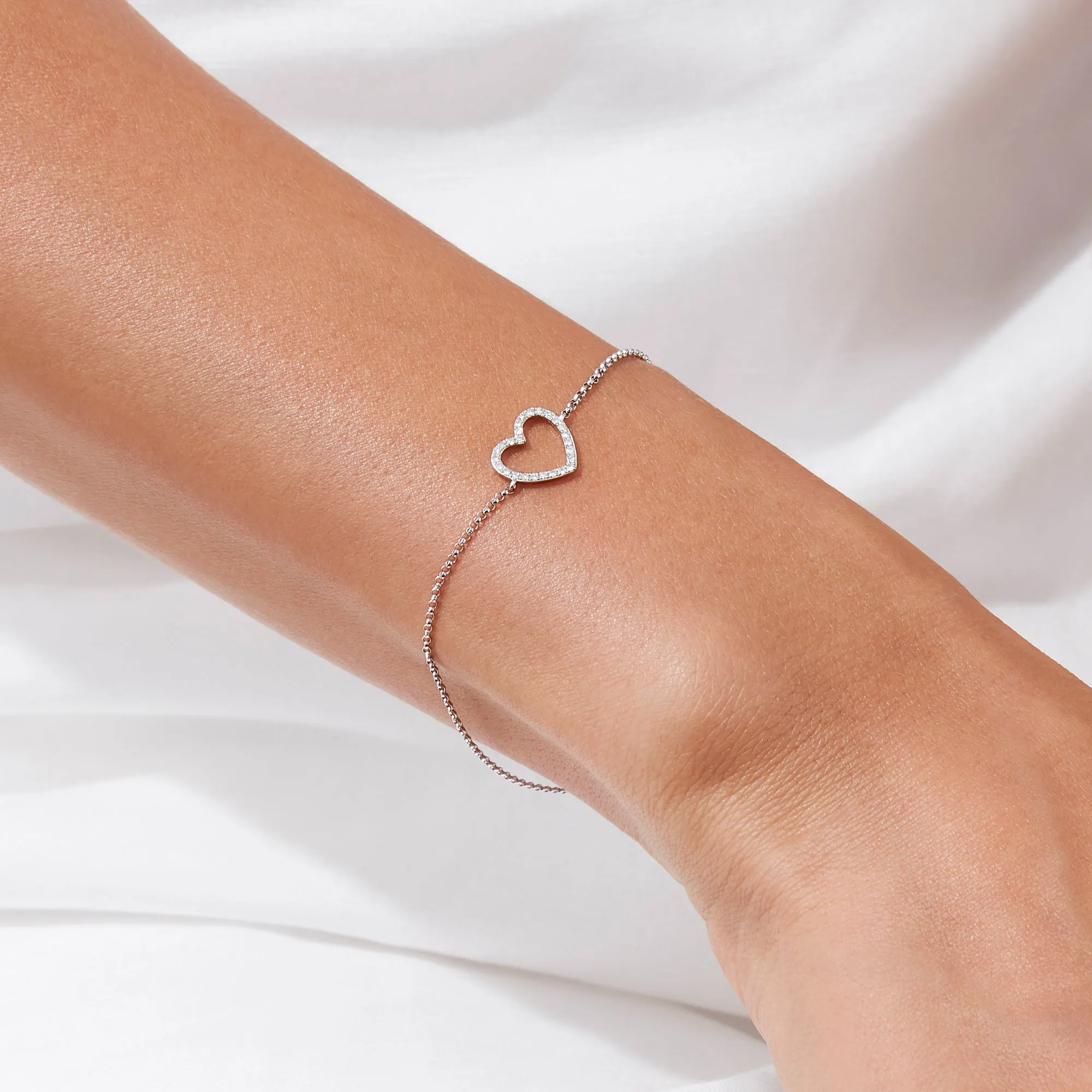 Novelty 14K White Gold Diamond Heart Bracelet, 0.10 TCW sold by Effy product image thumbnail 2