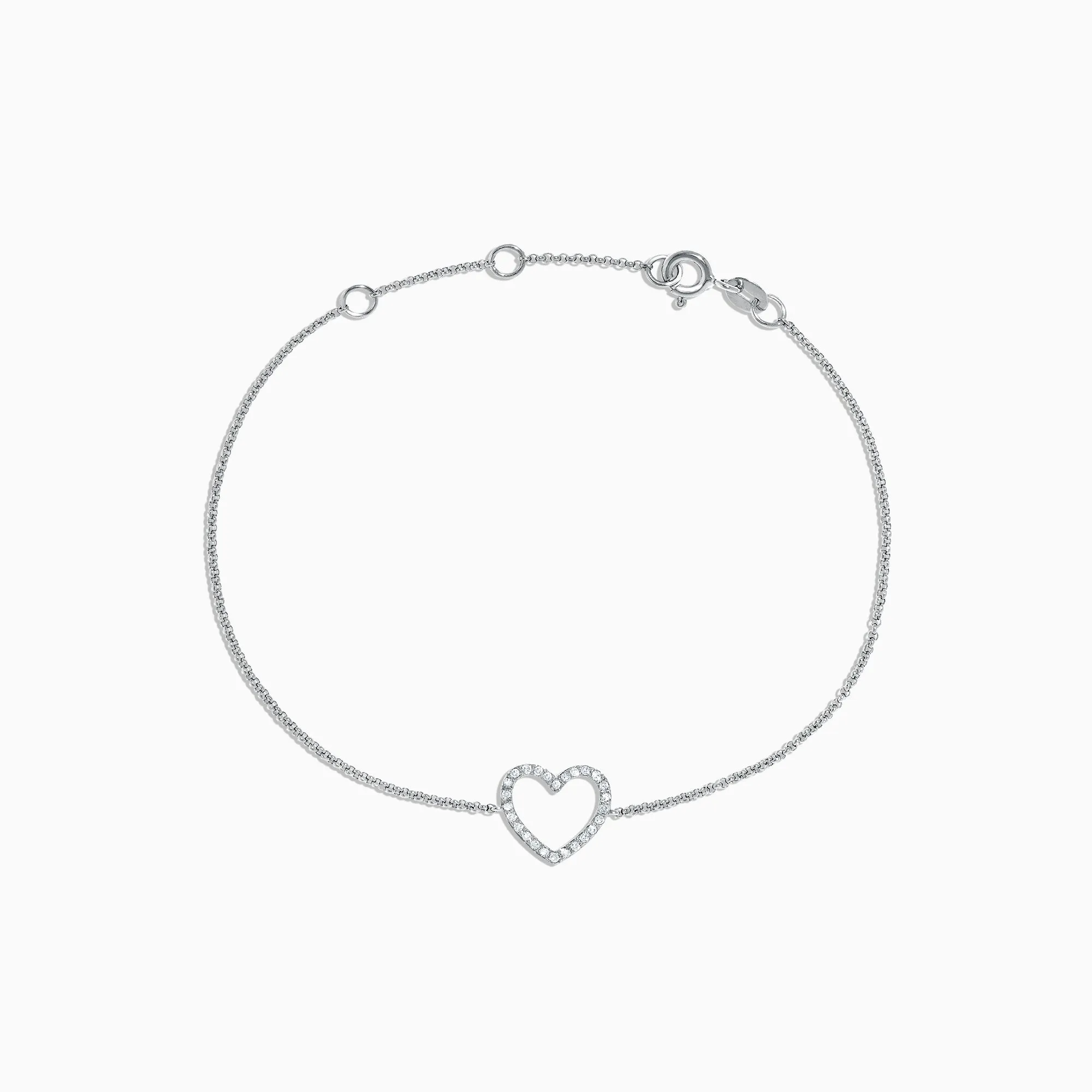 Novelty 14K White Gold Diamond Heart Bracelet, 0.10 TCW sold by Effy