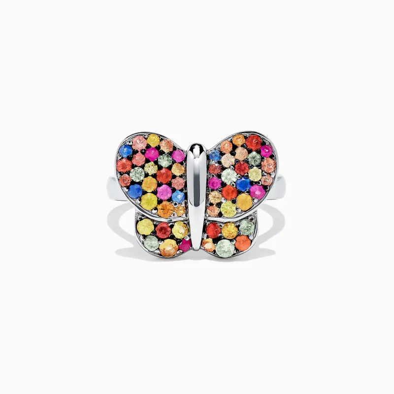925 Sterling Silver Multi Sapphire Splash Butterfly Ring, 1.29 TCW sold by Effy