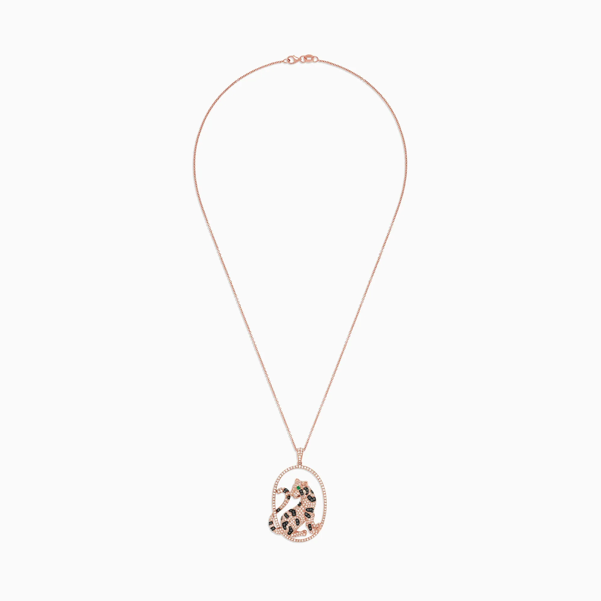 Signature 14K Rose Gold Diamond and Emerald Panther Pendant, 1.75 TCW sold by Effy product image thumbnail 2