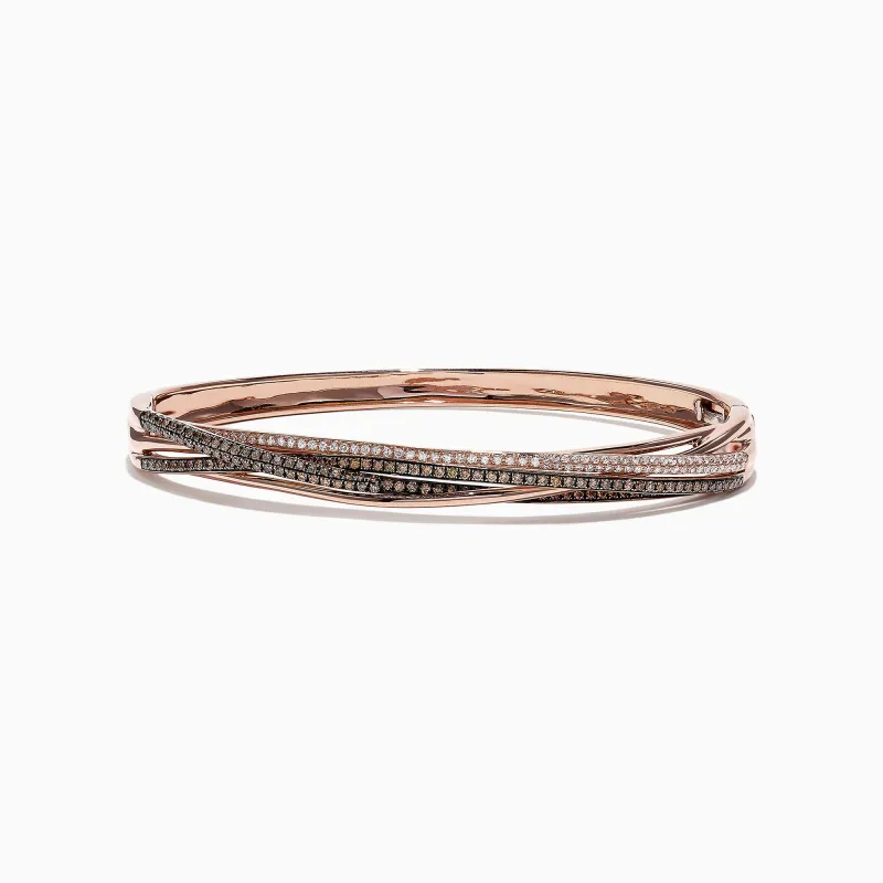 14K Rose Gold Espresso and White Diamond Bangle, 1.26 TCW sold by Effy
