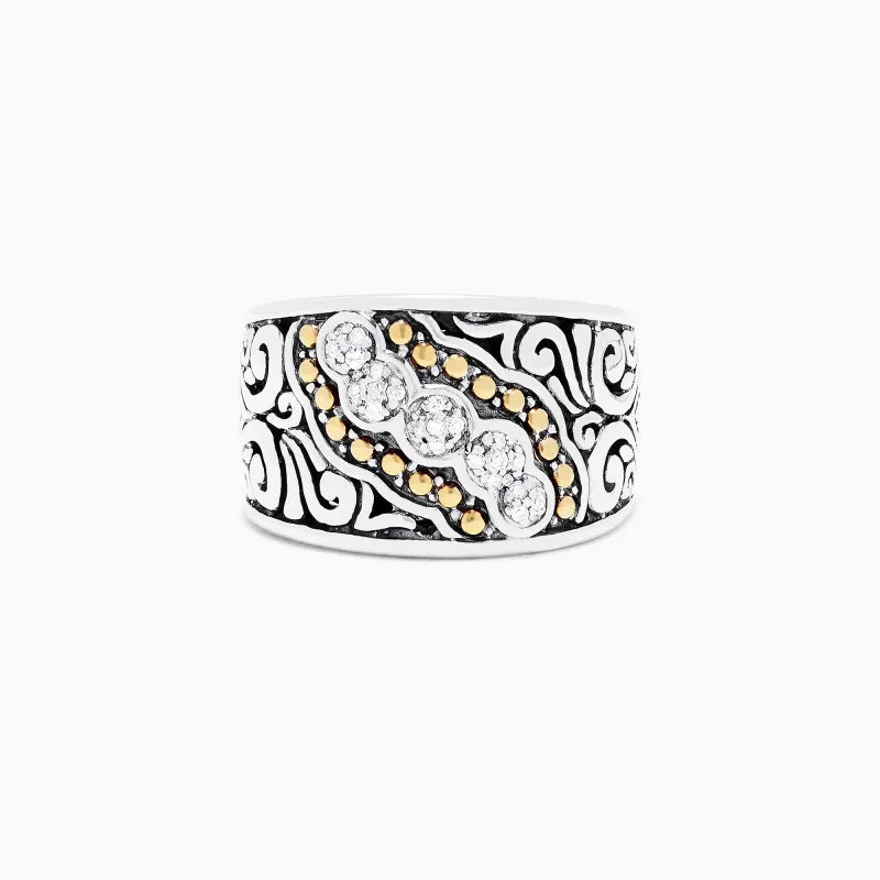 925 Sterling Silver and 18K Yellow Gold Diamond Ring, 0.10 TCW sold by Effy