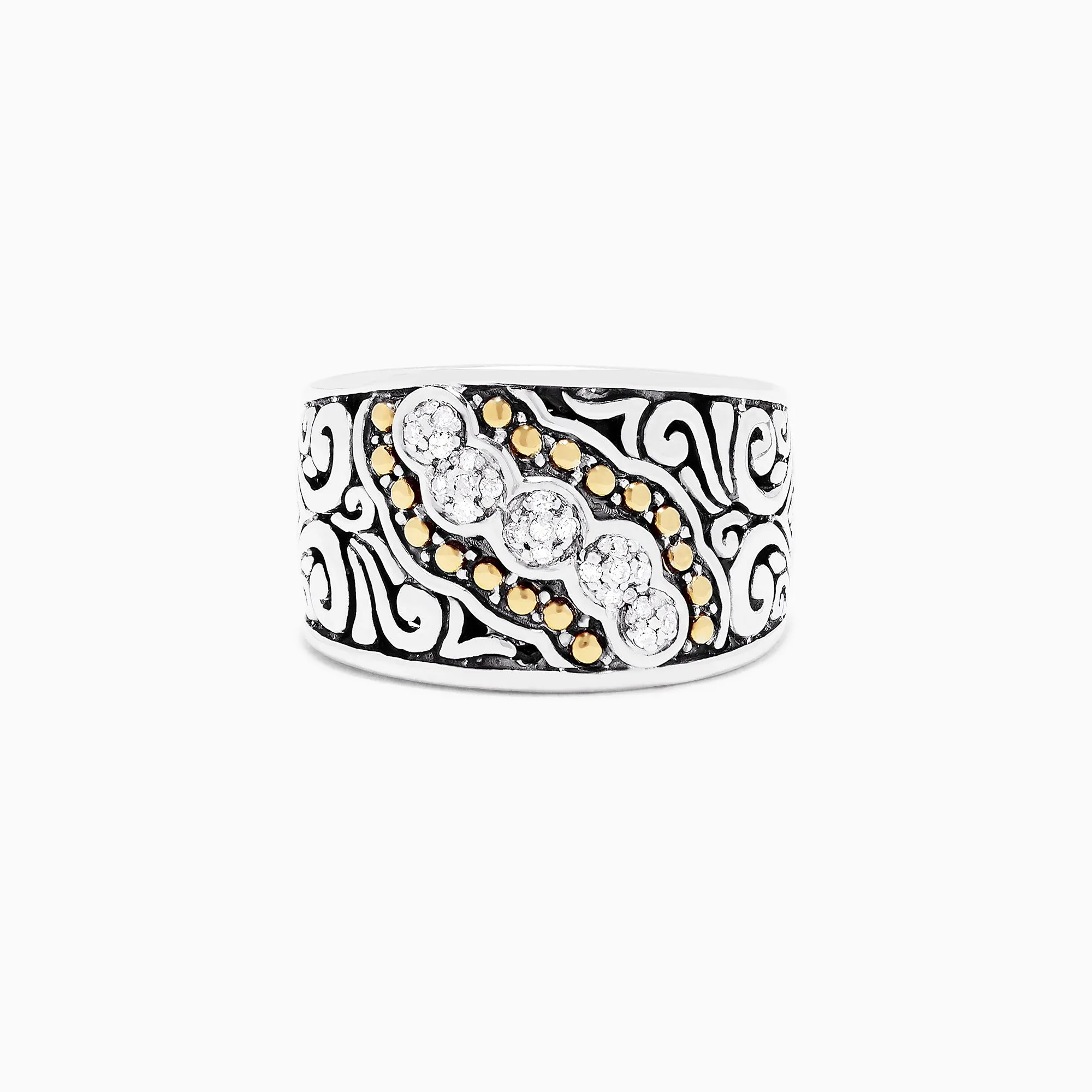 925 Sterling Silver and 18K Yellow Gold Diamond Ring, 0.10 TCW sold by Effy