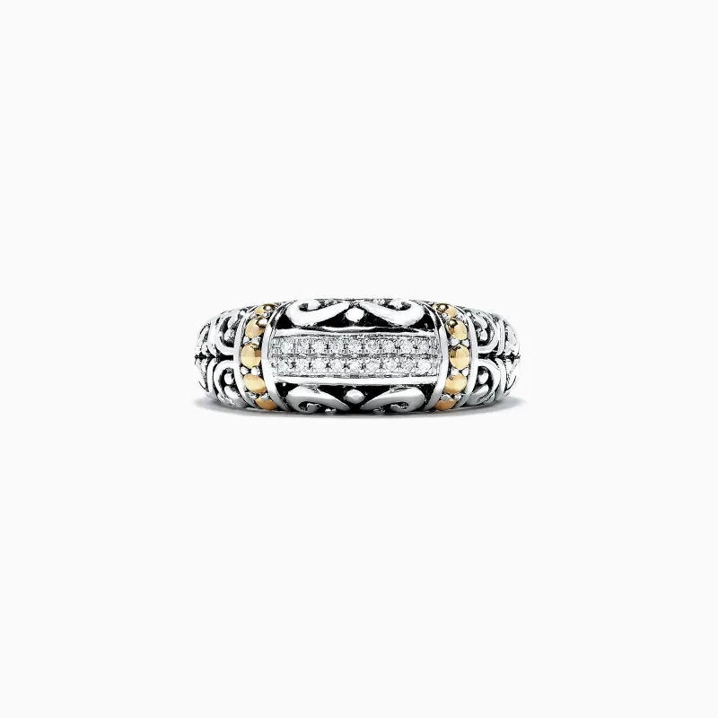 925 Classic Silver & Gold Diamond Ring, .07 TCW sold by Effy