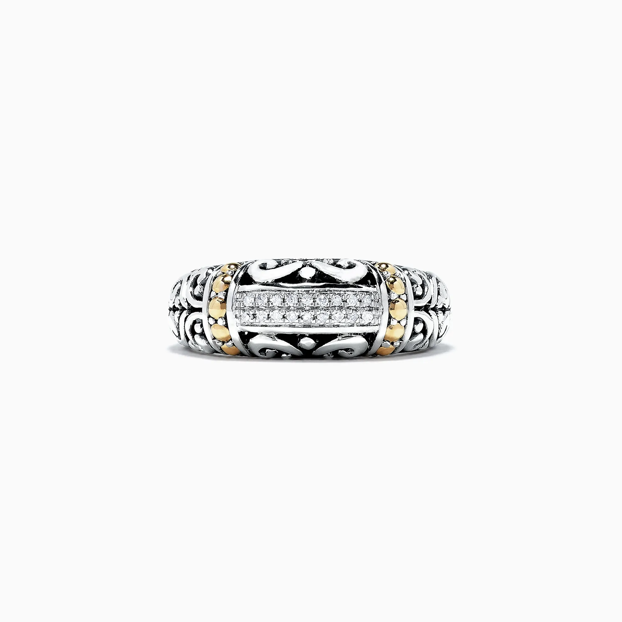 925 Classic Silver & Gold Diamond Ring, .07 TCW sold by Effy