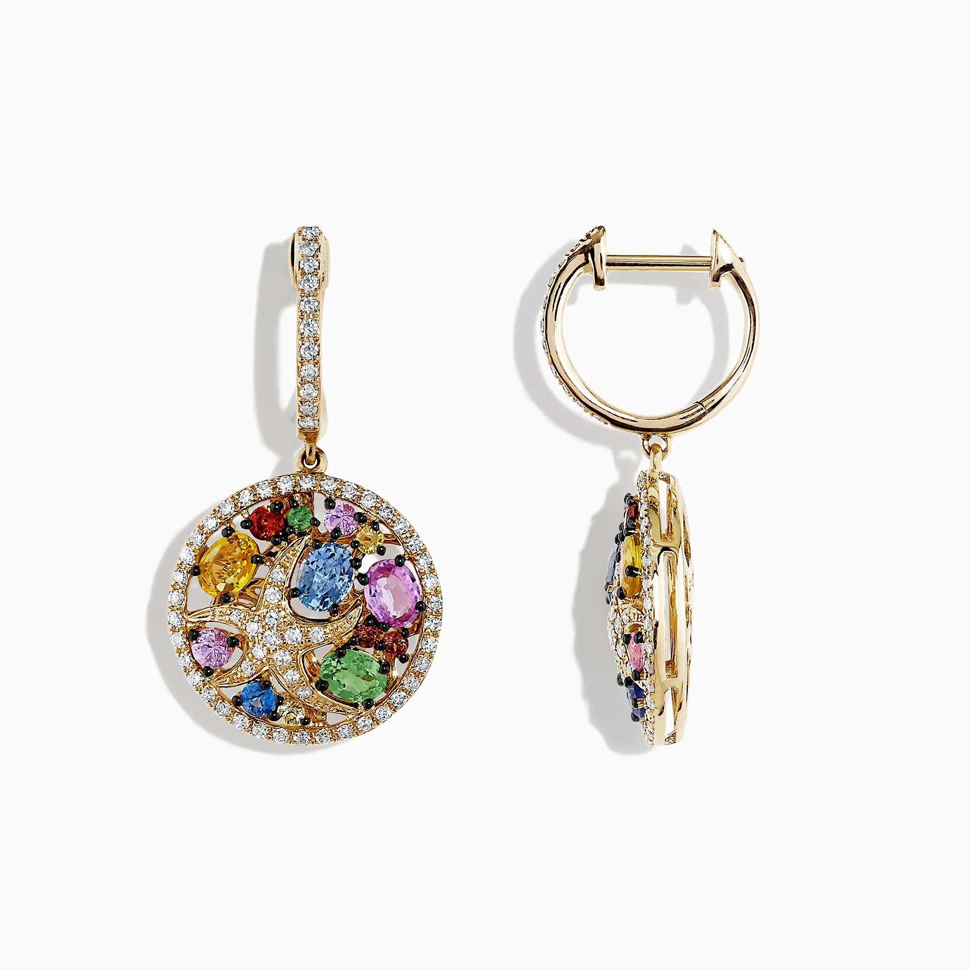 Watercolors 14K Gold Multi Sapphire & Diamond Starfish Earrings, 3.00 TCW sold by Effy product image thumbnail 2