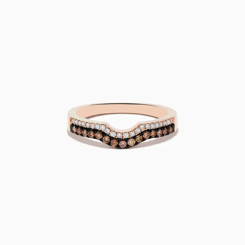 14K Rose Gold Espresso and White Diamond Band sold by Effy
