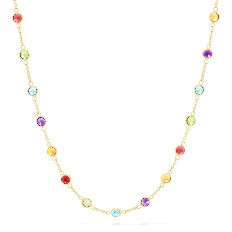 Mosaic 14K Yellow Gold Multi Gemstone Station Necklace, 8.70 TCW sold by Effy