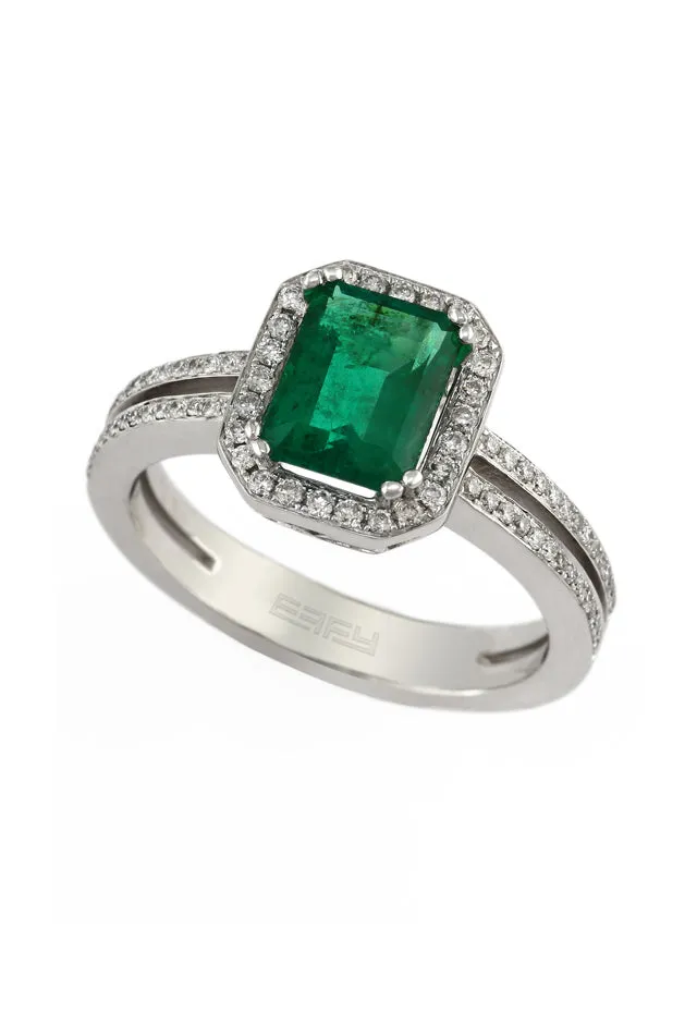 Brasilica 14K White Gold Emerald and Diamond Ring, 1.70 TCW sold by Effy