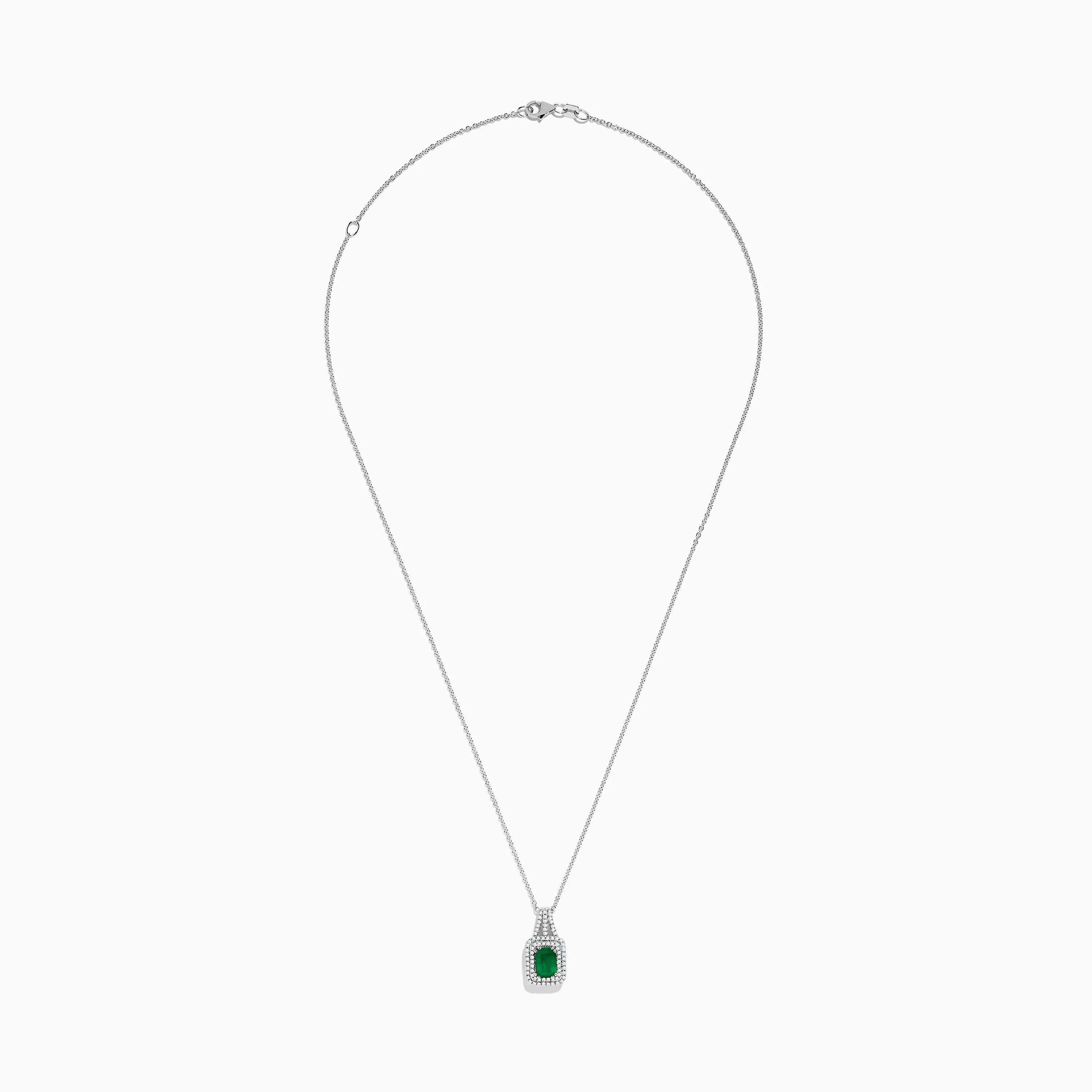 14K White Gold Emerald & Diamond Pendant, 1.25 TCW sold by Effy product image thumbnail 2