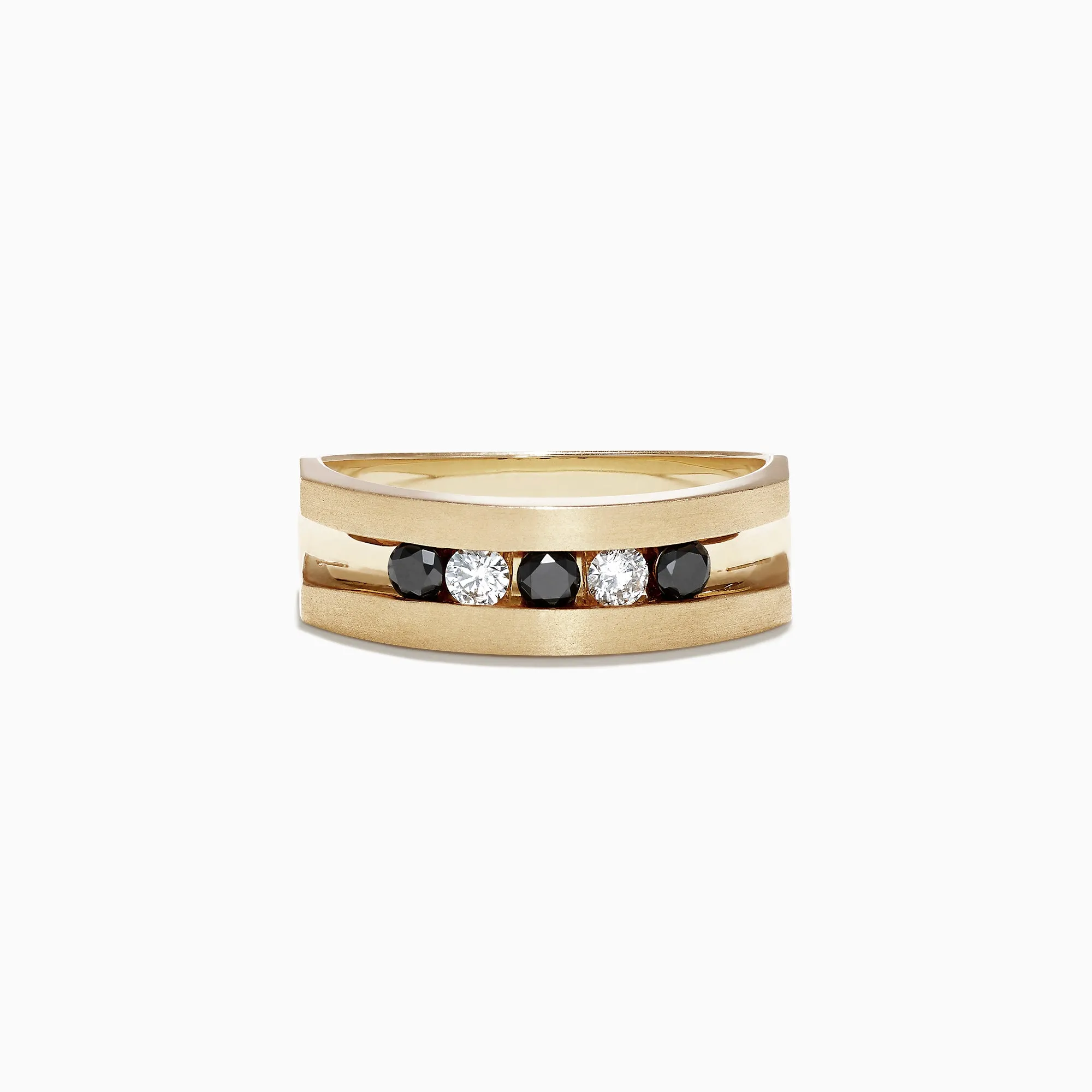 Mens 14K Yellow Gold Black and White Diamond Ring, 0.49 TCW sold by Effy