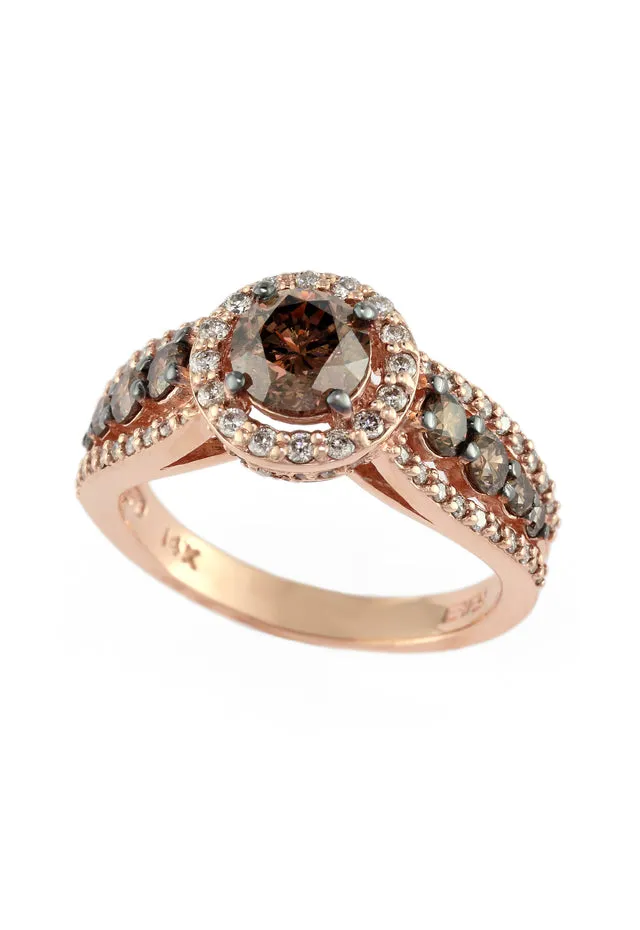 14K Rose Gold Espresso and White Diamond Ring, 1.64 TCW sold by Effy