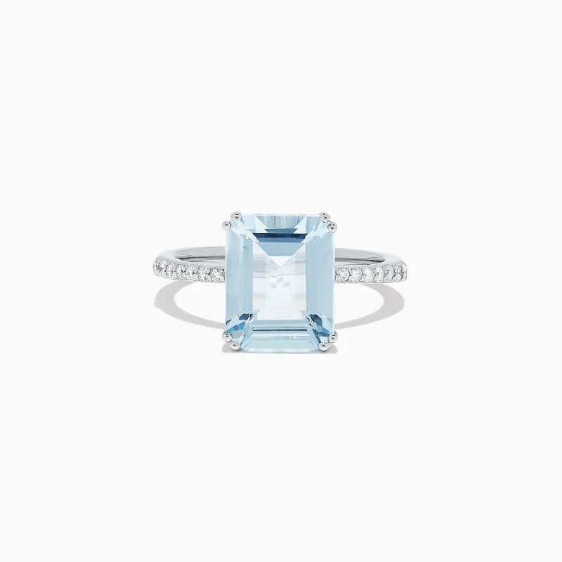 Aquarius 14K White Gold Aquamarine and Diamond Ring, 3.96 TCW sold by Effy