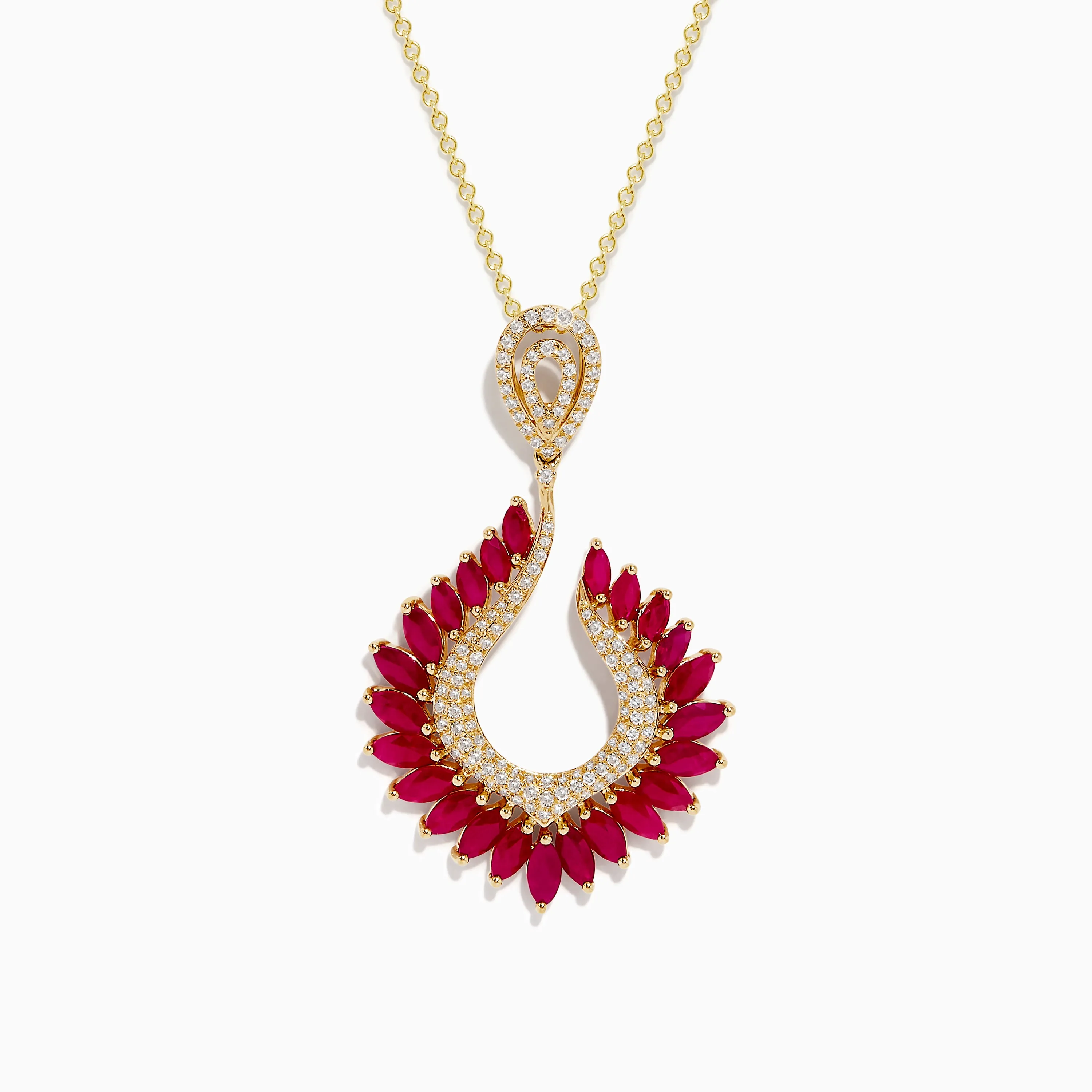 Ruby Royal Yellow Gold Ruby and Diamond Statement Pendant, 4.88 TCW sold by Effy