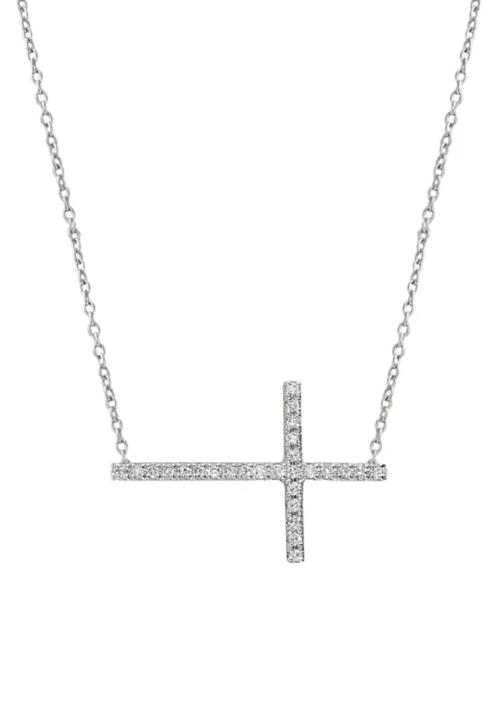 Novelty 14K White Gold Diamond Cross Necklace, .09 TCW sold by Effy