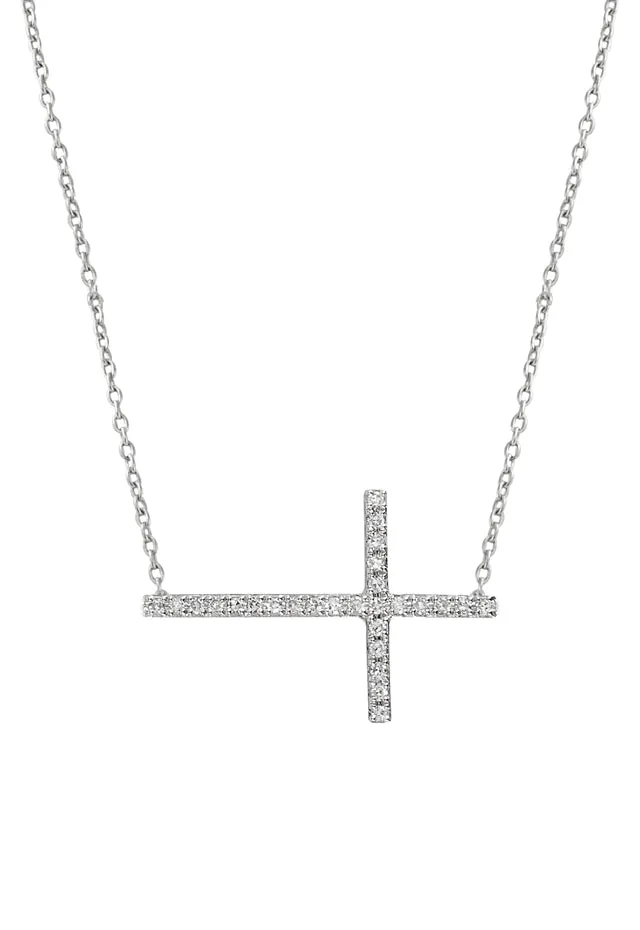 Novelty 14K White Gold Diamond Cross Necklace, .09 TCW sold by Effy