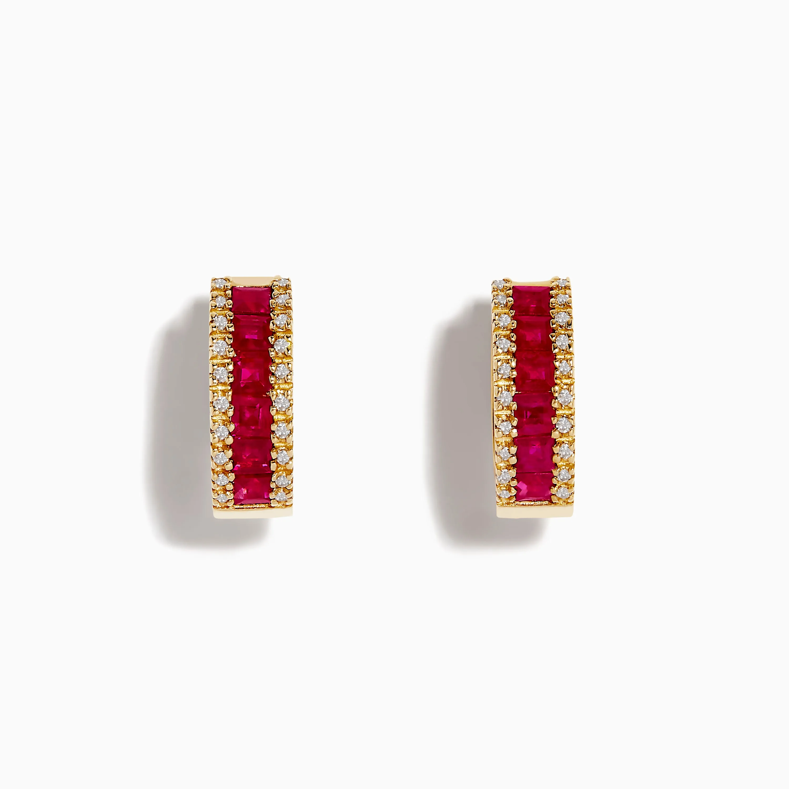 Ruby Royal 14K Yellow Gold Princess Cut Ruby 5/8" Hoop Earrings, 1.76 TCW sold by Effy