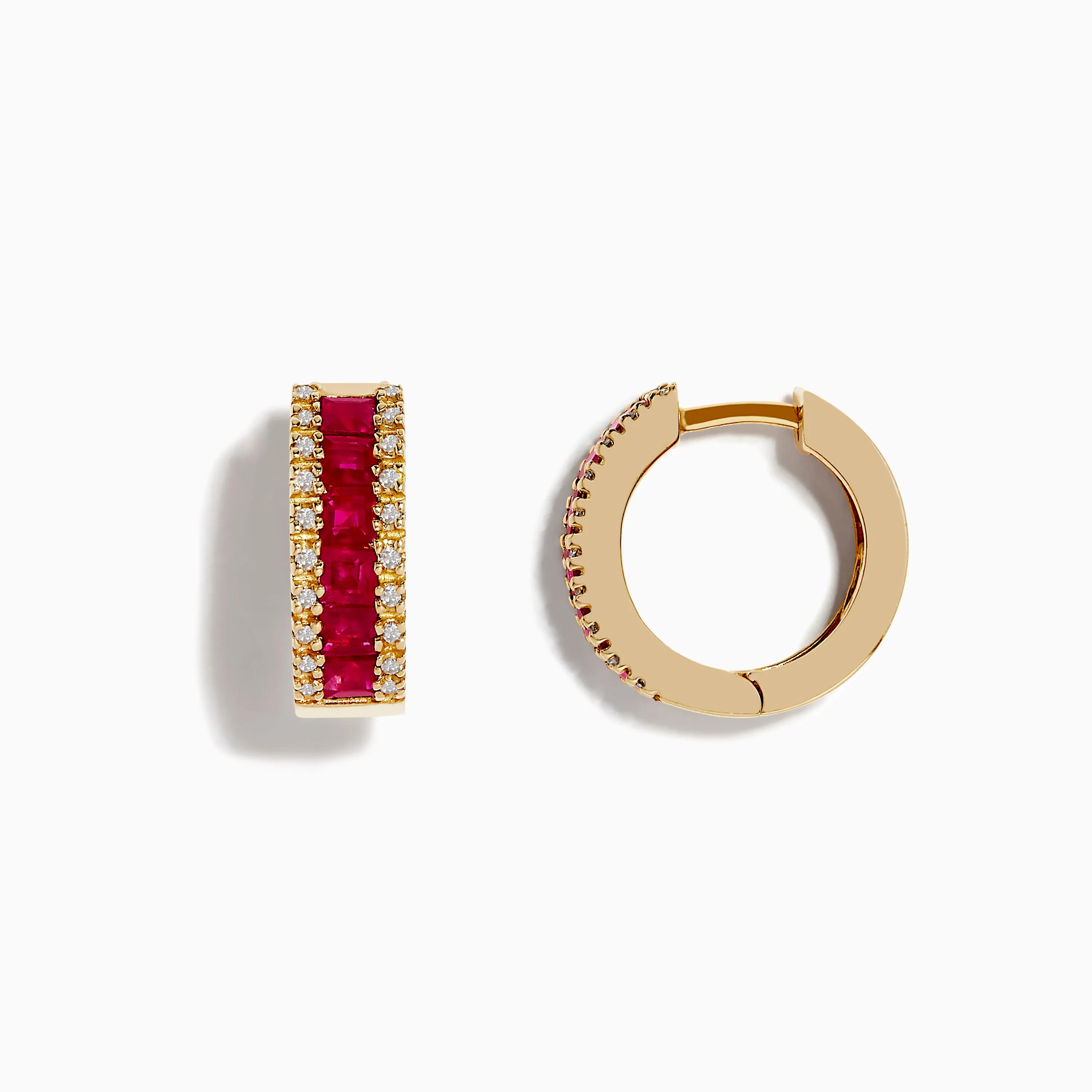 Ruby Royal 14K Yellow Gold Princess Cut Ruby 5/8" Hoop Earrings, 1.76 TCW sold by Effy product image thumbnail 2