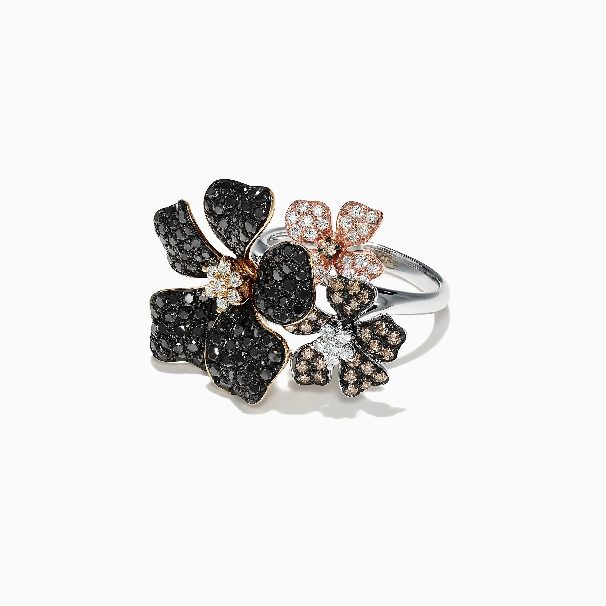 Nature 14K Gold Black, Espresso & White Diamond Flower Ring, 2.04 TCW sold by Effy product image thumbnail 2