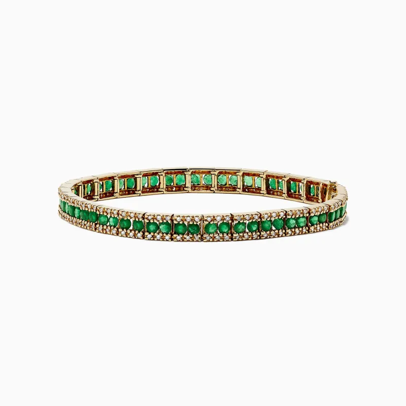 14K Yellow Gold Emerald and Diamond Bracelet sold by Effy