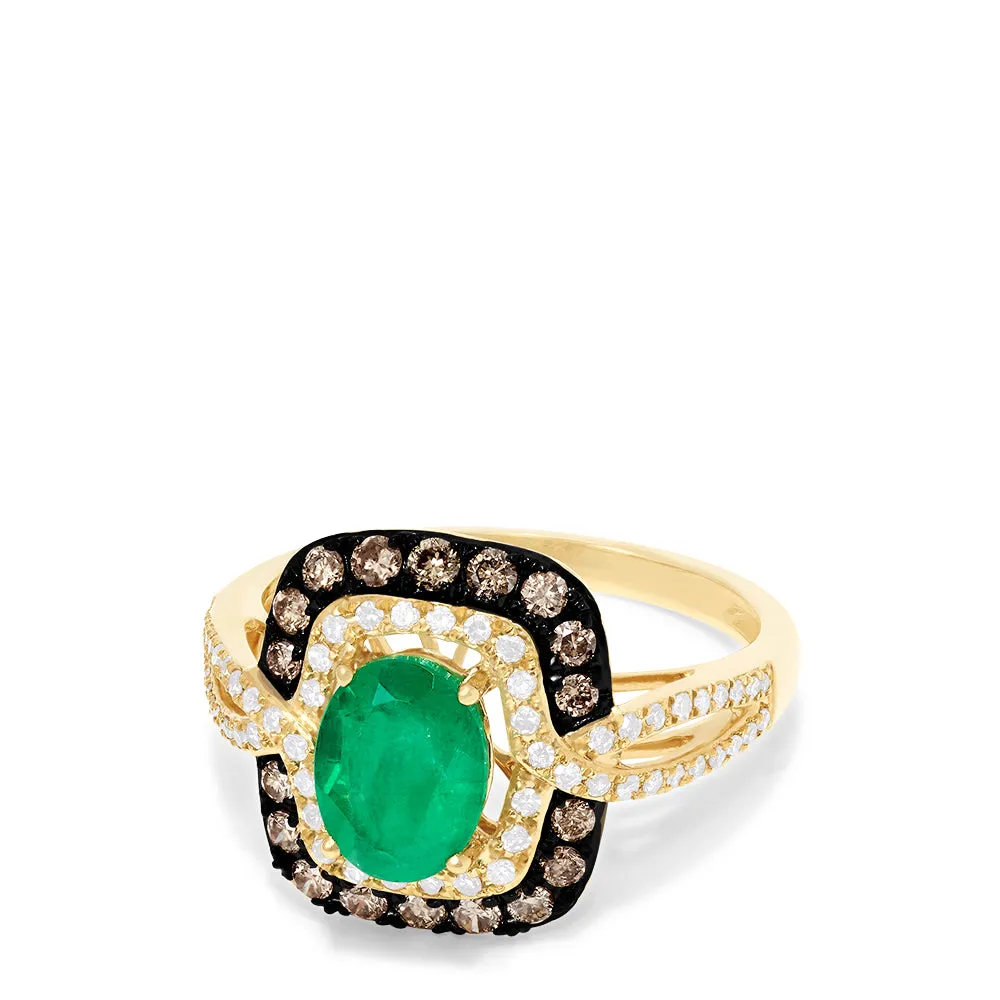 Brasilica 14K Yellow Gold Emerald, Espresso & White Diamond Ring, 1.70 TCW sold by Effy product image thumbnail 2