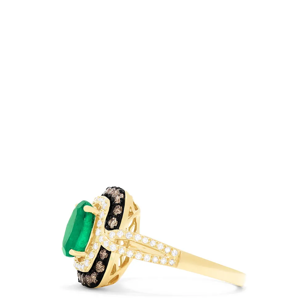 Brasilica 14K Yellow Gold Emerald, Espresso & White Diamond Ring, 1.70 TCW sold by Effy product image thumbnail 3