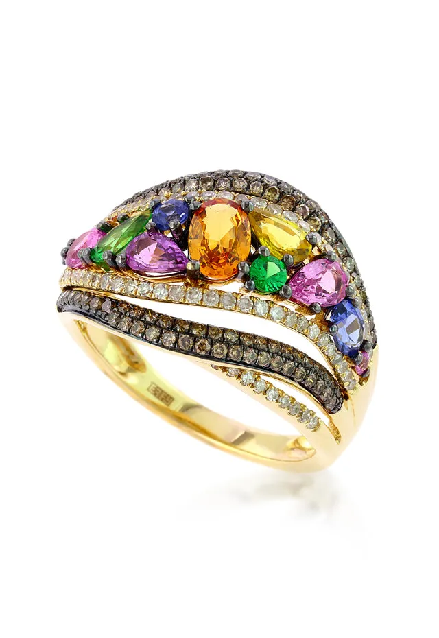 Watercolors 14K Yellow Gold Multi Sapphire and Diamond Ring sold by Effy