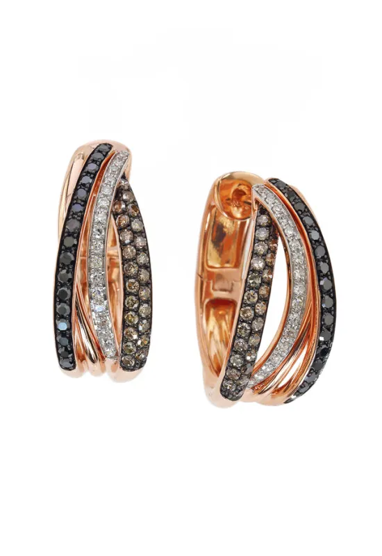 14K Rose Gold Black, Espresso and White Diamond Earrings sold by Effy
