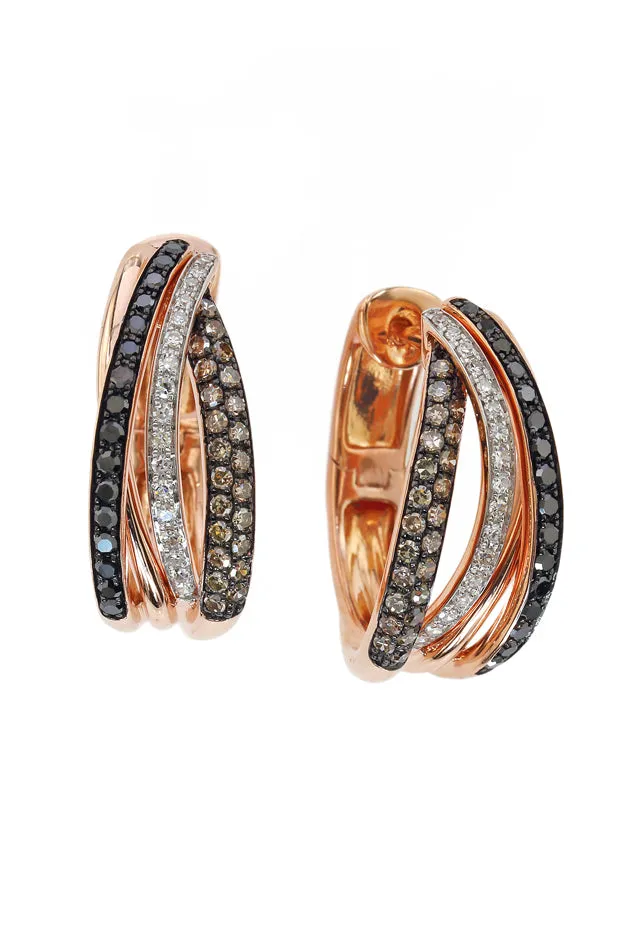 14K Rose Gold Black, Espresso and White Diamond Earrings sold by Effy