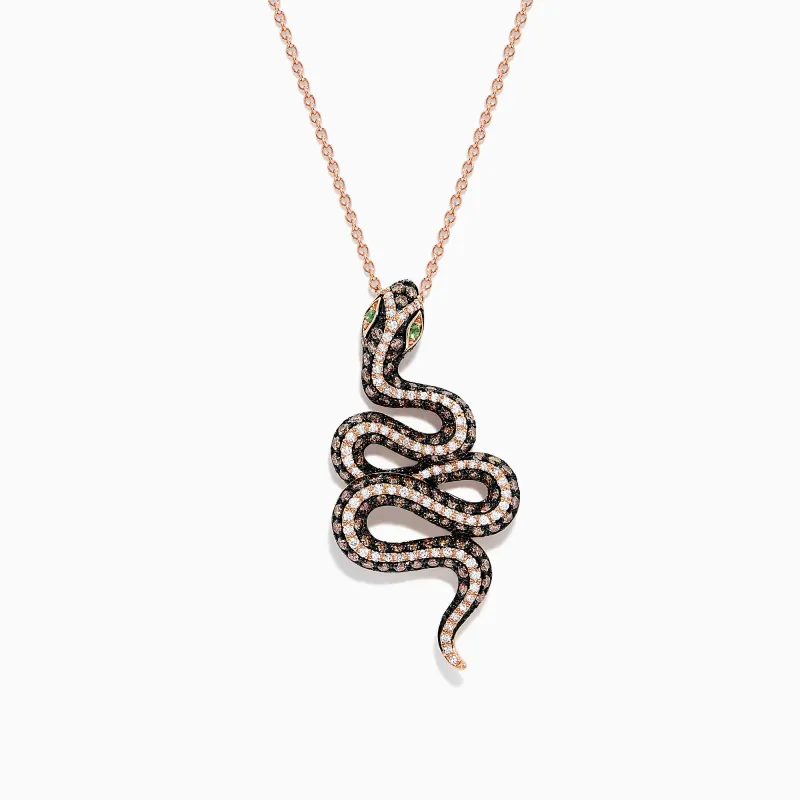 Safari 14K Rose Gold Diamond and Tsavorite Snake Pendant, 1.41 TCW sold by Effy