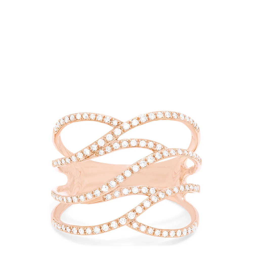Pave Rose 14K Rose Gold Diamond Negative Space Ring, 0.43 TCW sold by Effy