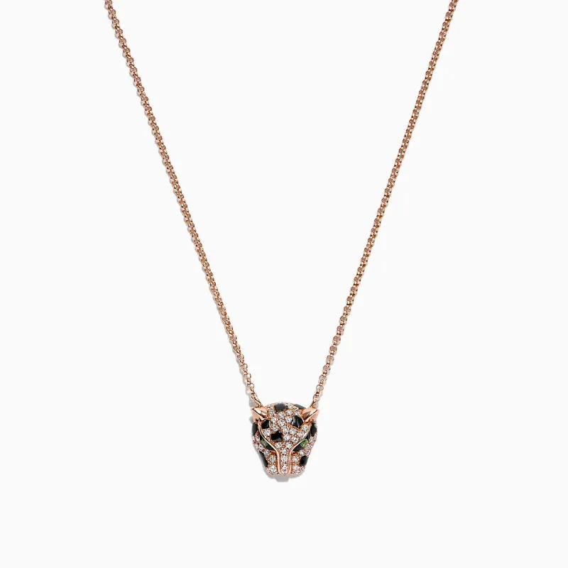 Signature 14K Rose Gold Diamond and Tsavorite Garnet Mini Pendant, 0.18 TCW sold by Effy