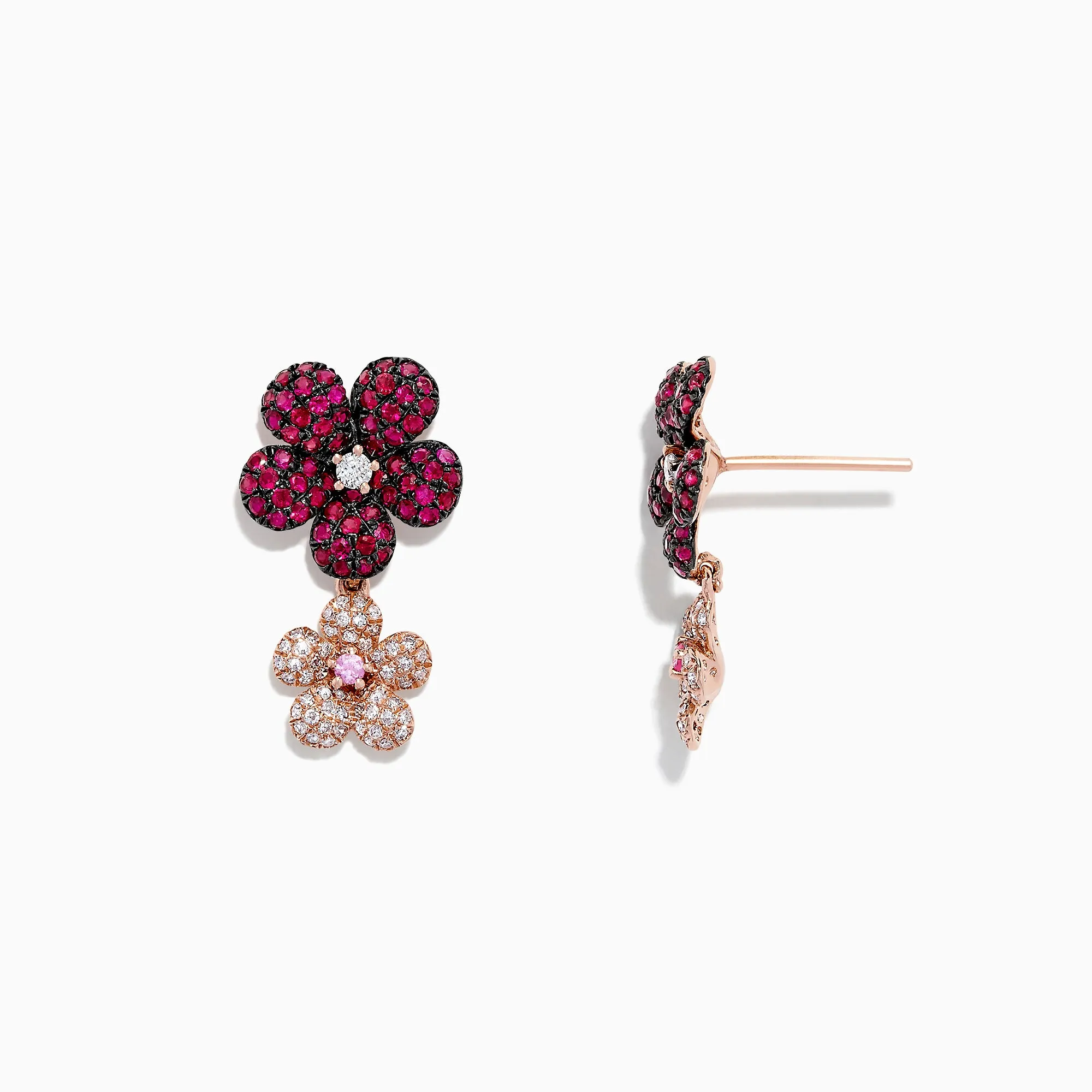 Nature 14K Gold Ruby, Sapphire & Diamond Flowers Earrings, 1.80 TCW sold by Effy product image thumbnail 2
