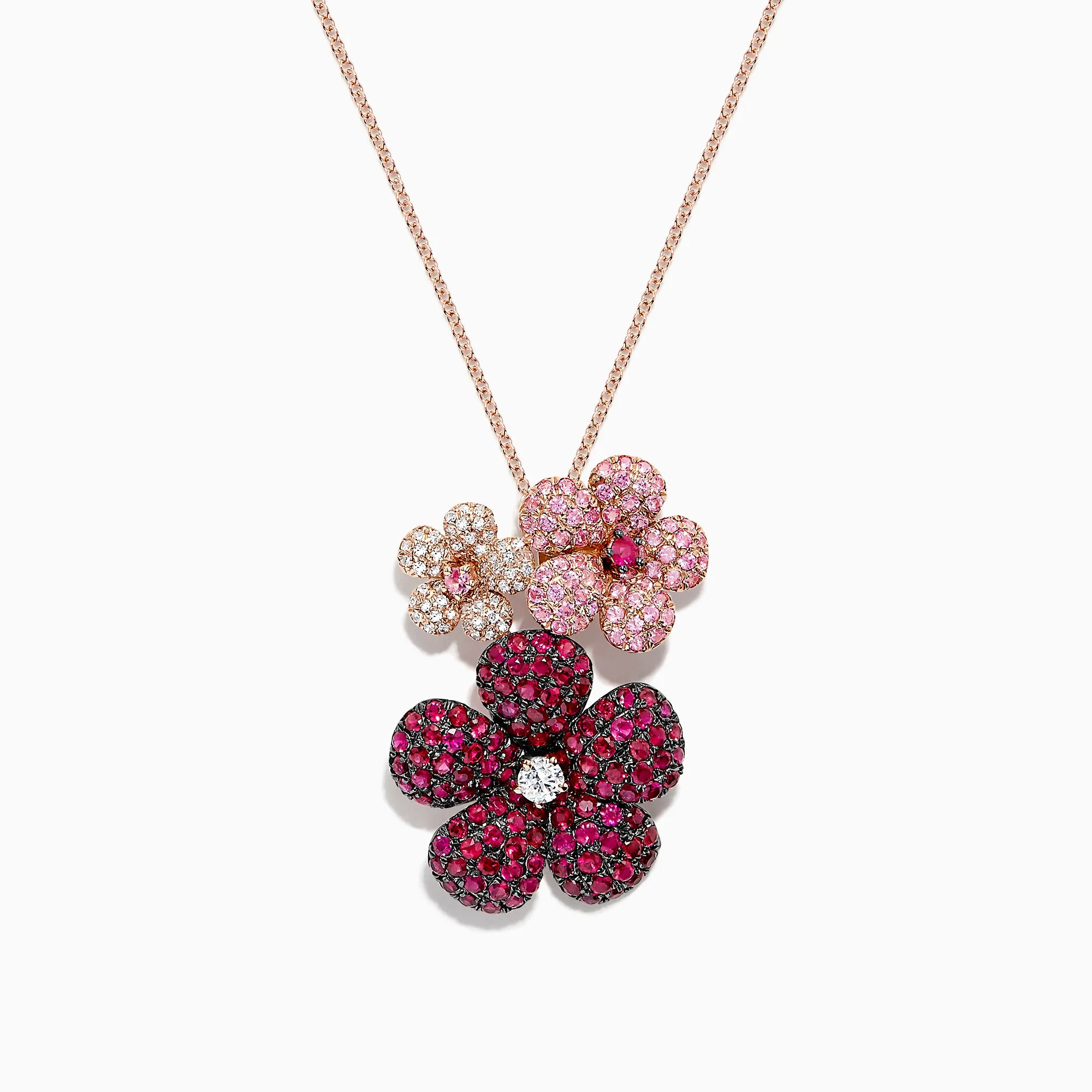 Nature 14K Gold Ruby, Sapphire and Diamond Flowers Pendant, 3.02 TCW sold by Effy