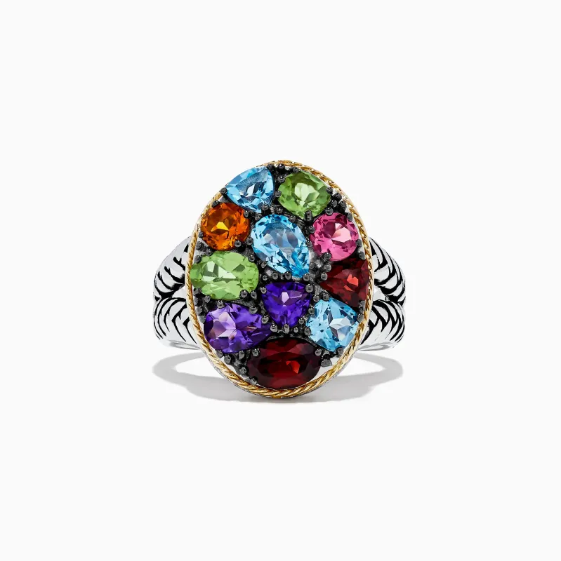 925 Sterling Silver and 18K Gold Accents Multi Gemstone Ring, 3.62 TCW sold by Effy