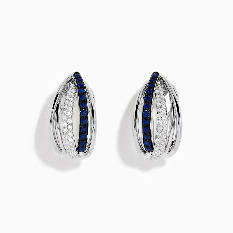 Royale Bleu 14K White Gold Blue Sapphire & Diamond Earrings, 0.62 TCW sold by Effy