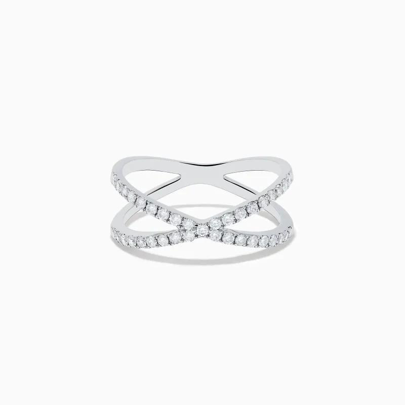 Pave Classica 14K White Gold Diamond Criss Cross Ring, 0.40 TCW sold by Effy