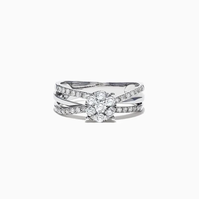 Bouquet 14K White Gold Diamond Crossover Cluster Ring, 0.39 TCW sold by Effy