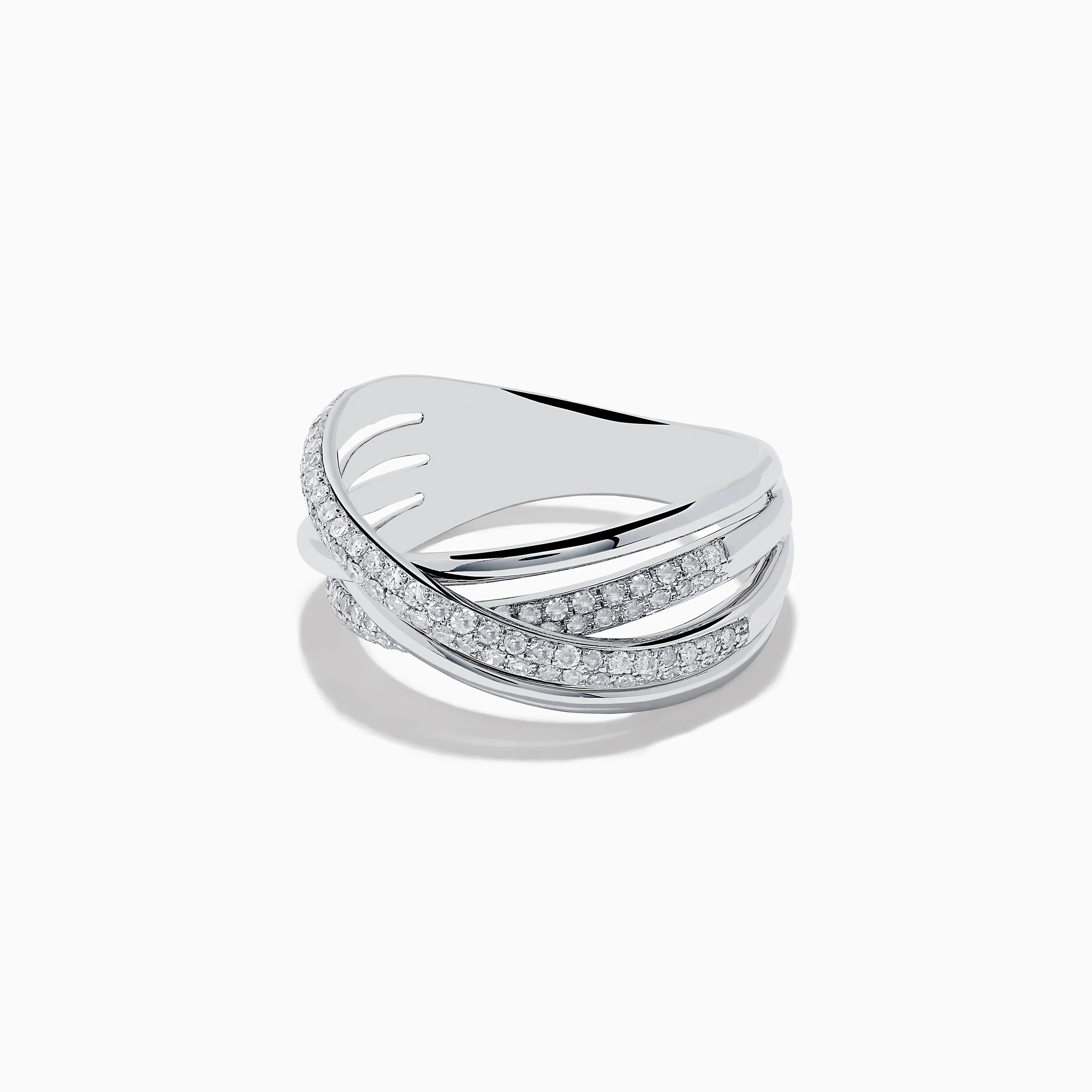 Pave Classica 14K White Gold Diamond Cross Over Ring, 0.40 TCW sold by Effy product image thumbnail 2