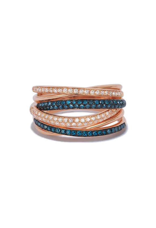 Bella Bleu 14K Rose Gold Blue and White Diamond Ring, 0.56 TCW sold by Effy