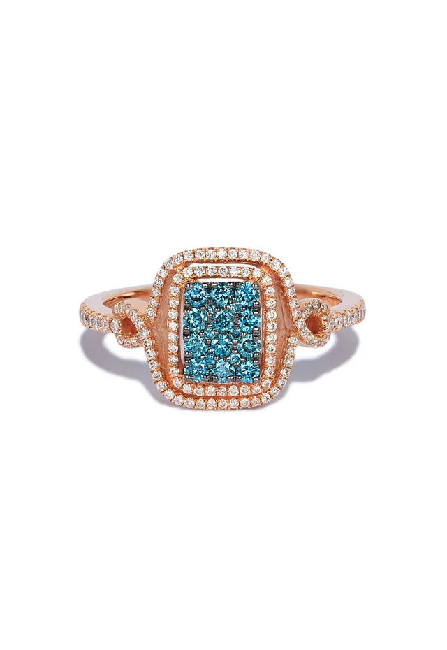 Bella Bleu 14K Rose Gold Blue and White Diamond Ring, 0.52 TCW sold by Effy