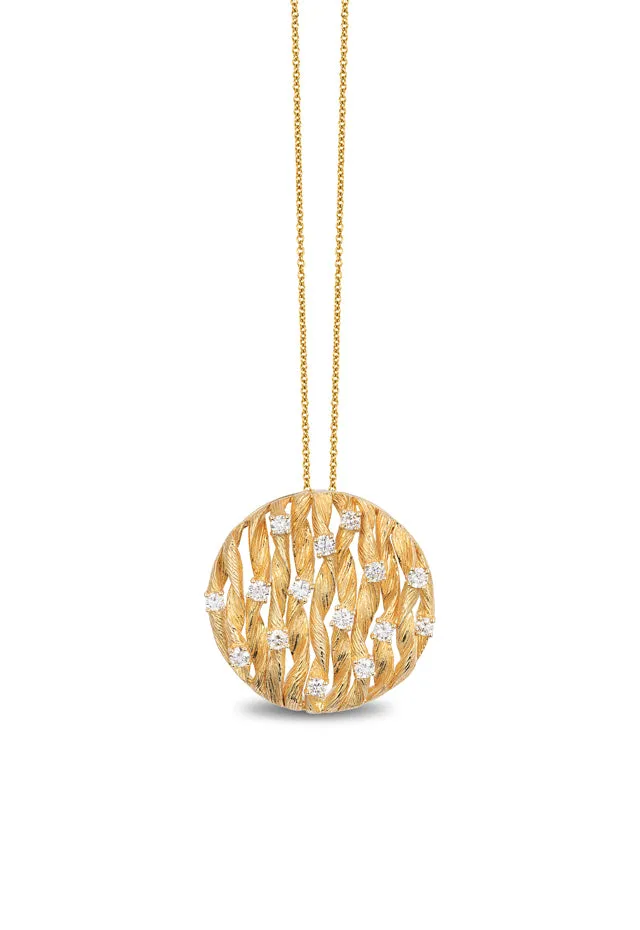 D'Oro 14K Textured Yellow Gold Diamond Pendant, 0.83 TCW sold by Effy