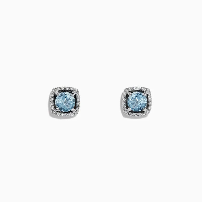 Aquarius 14K White Gold Aquamarine and Diamond Earrings, 0.88 TCW sold by Effy