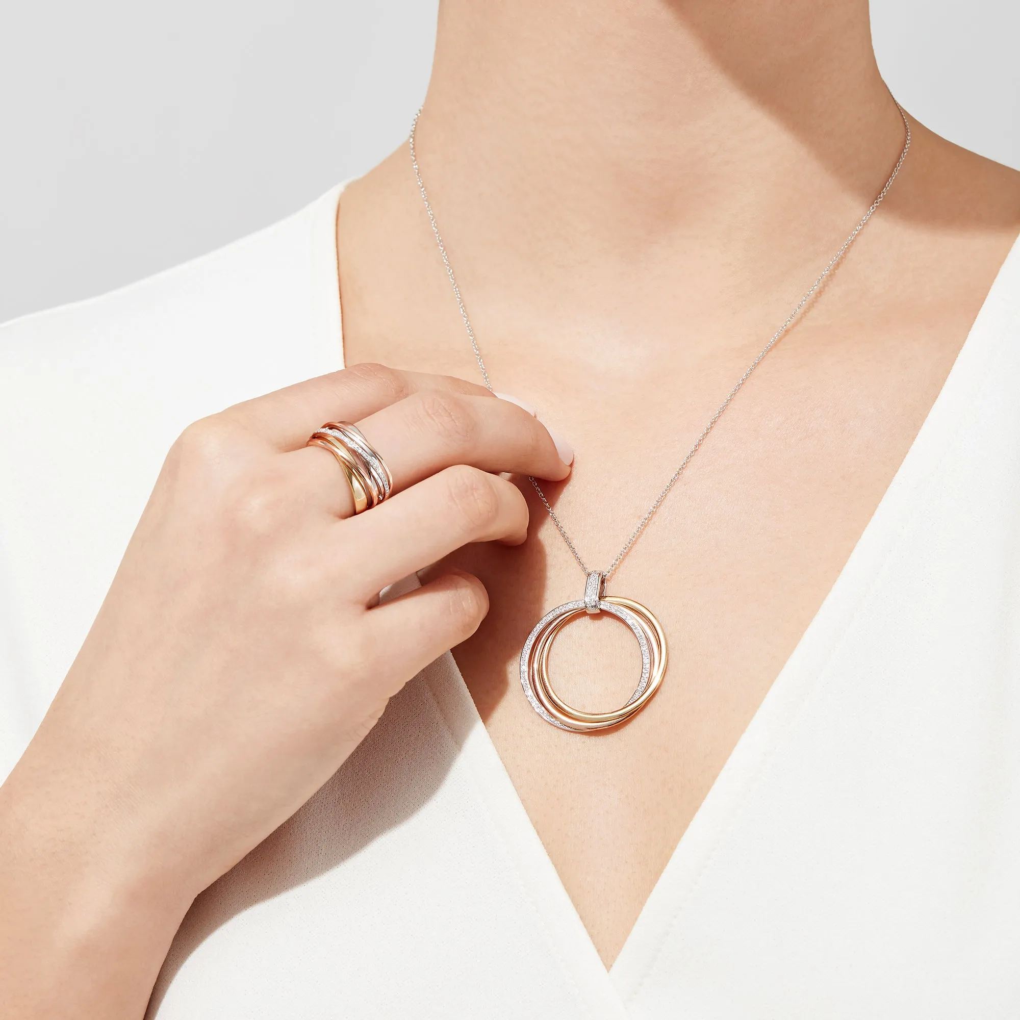 Trio 14K Tri-Color Gold Diamond Accented Crossover Ring, 0.11 TCW sold by Effy product image thumbnail 2