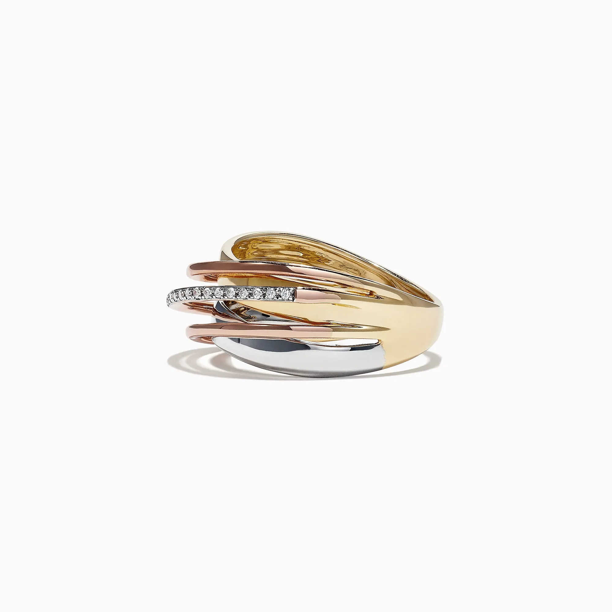 Trio 14K Tri-Color Gold Diamond Accented Crossover Ring, 0.11 TCW sold by Effy product image thumbnail 4