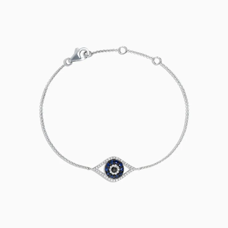 Novelty 14K White Gold Sapphire & Diamond Evil Eye Bracelet, 0.43 TCW sold by Effy
