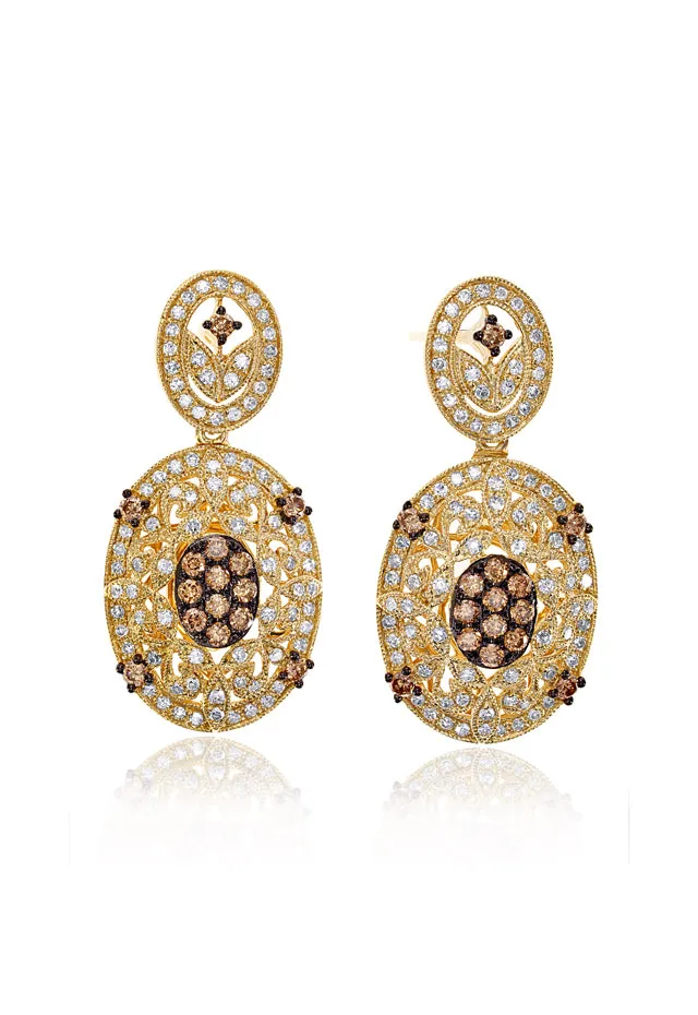 14K Yellow Gold Espresso and White Diamond Earrings, 0.94 TCW sold by Effy
