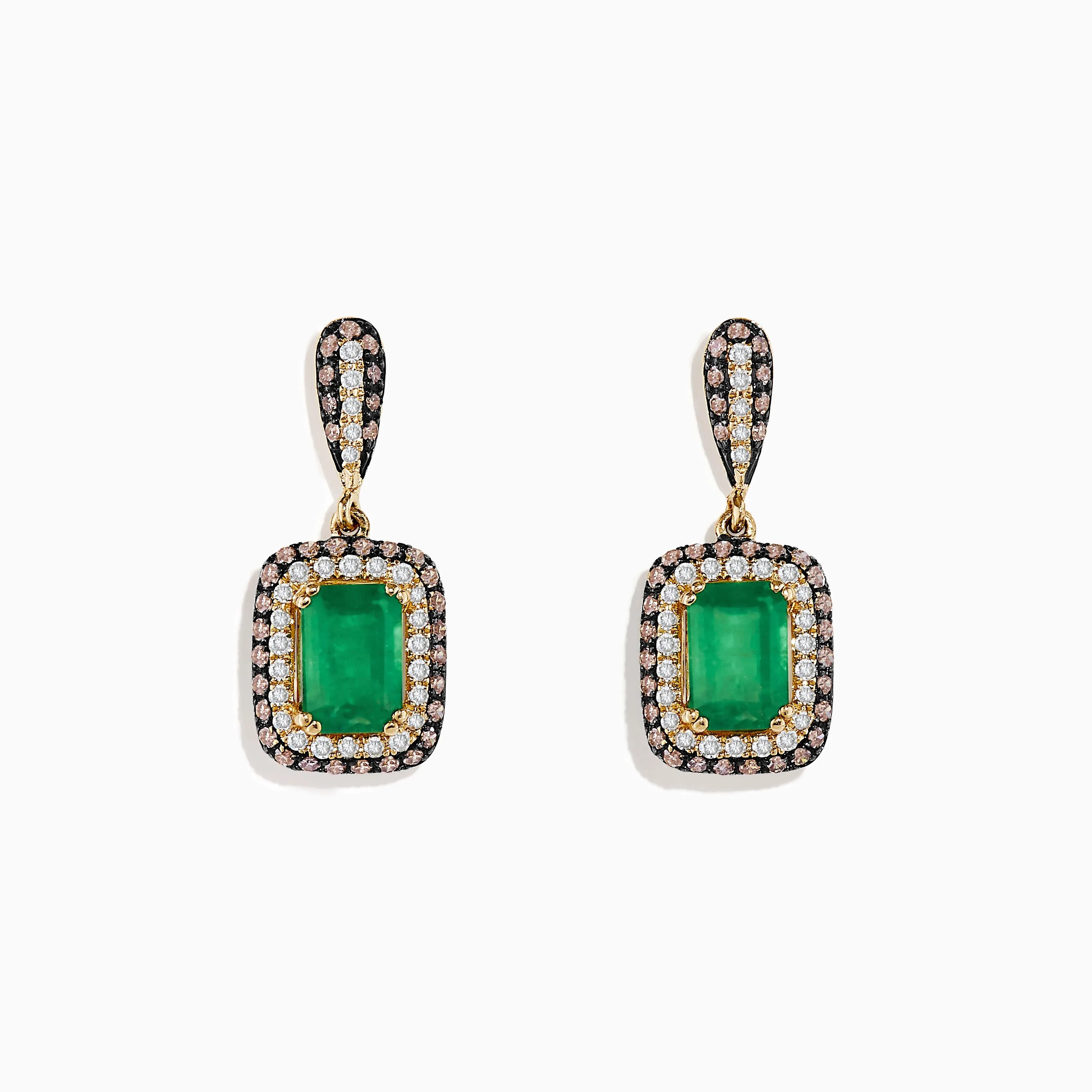 14K Yellow Gold Emerald and Diamond Drop Earrings, 2.51 TCW sold by Effy